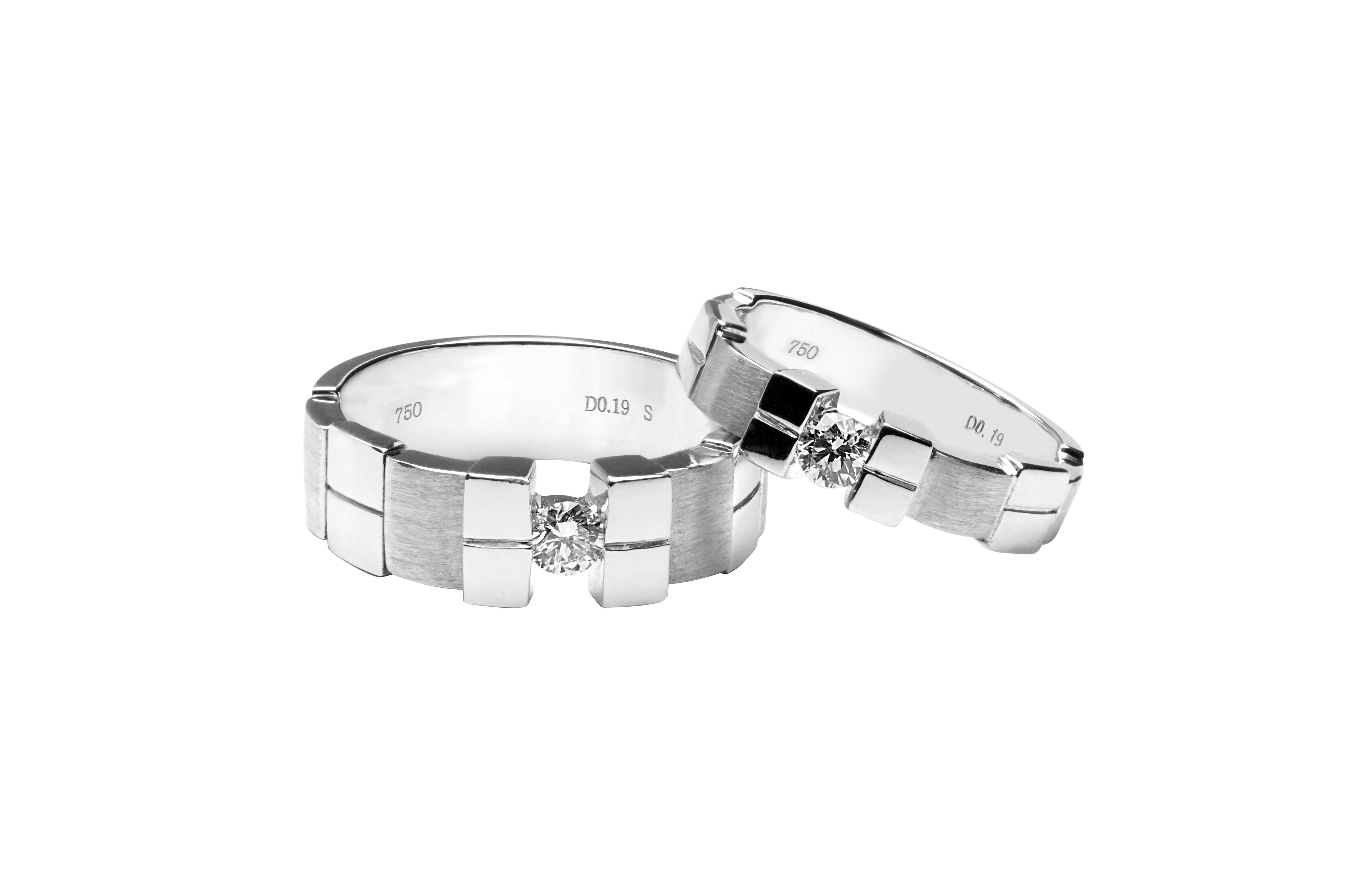 18K White Gold Wedding Ring Set #67