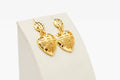 24K Pure Gold Double Happiness Heart Drop Earrings