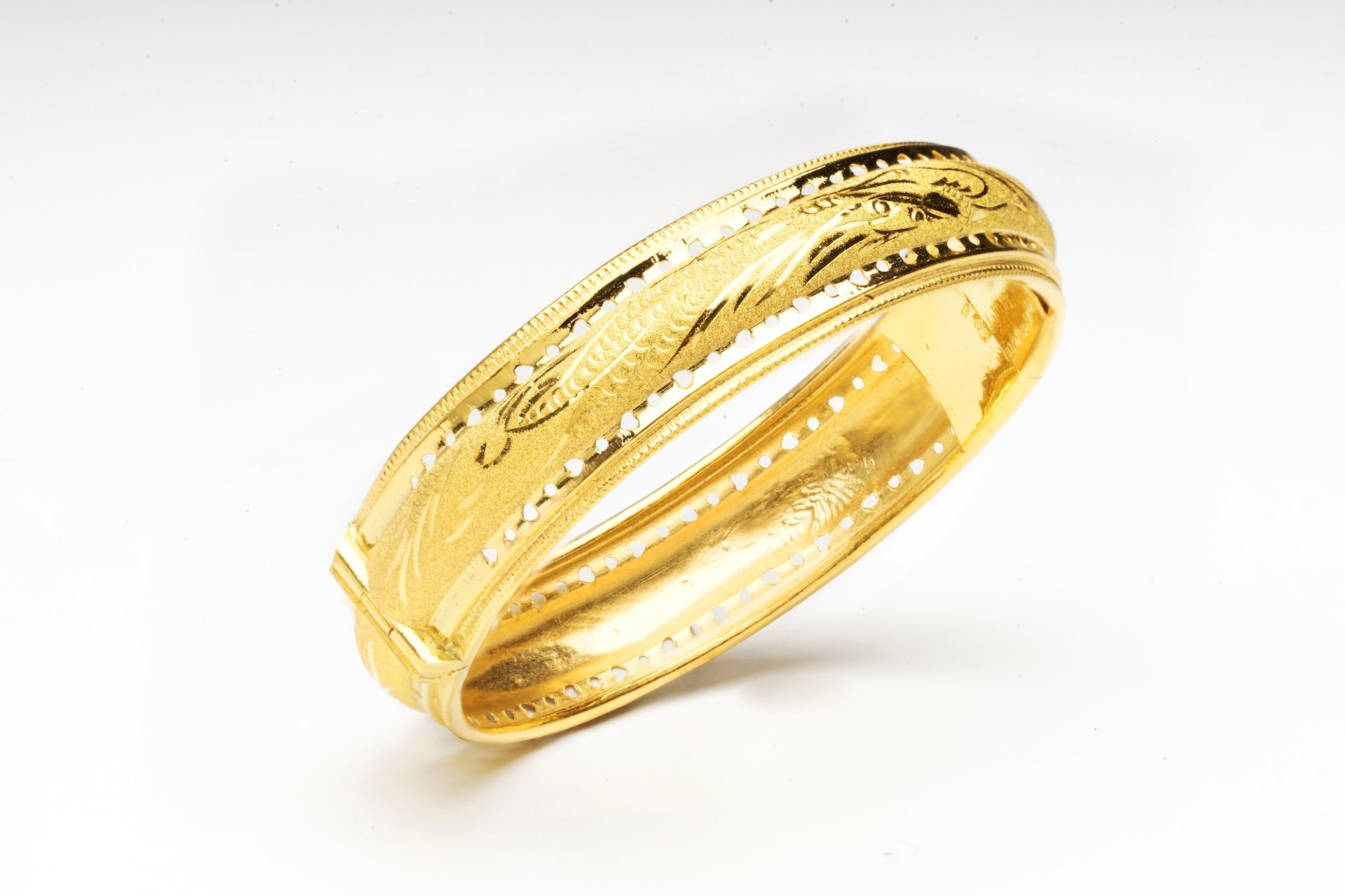 24K Pure Gold Dragon Filigree Wide Statement Ring