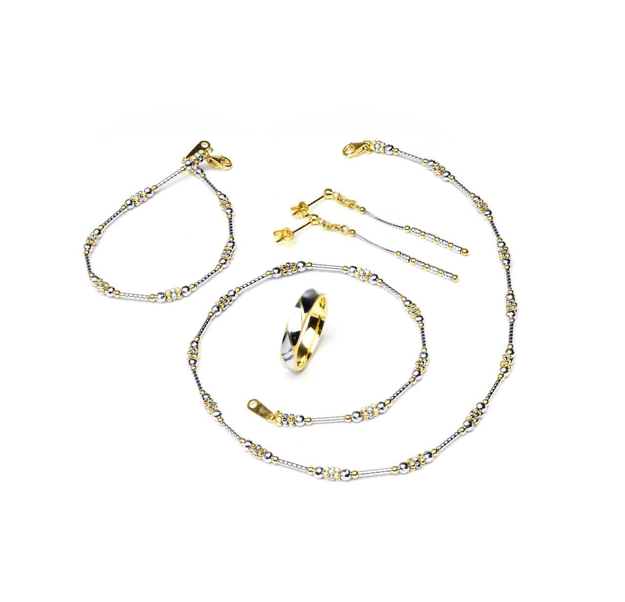 917 Two-Tone Yellow & White Gold Beaded High-Jewellery Suite