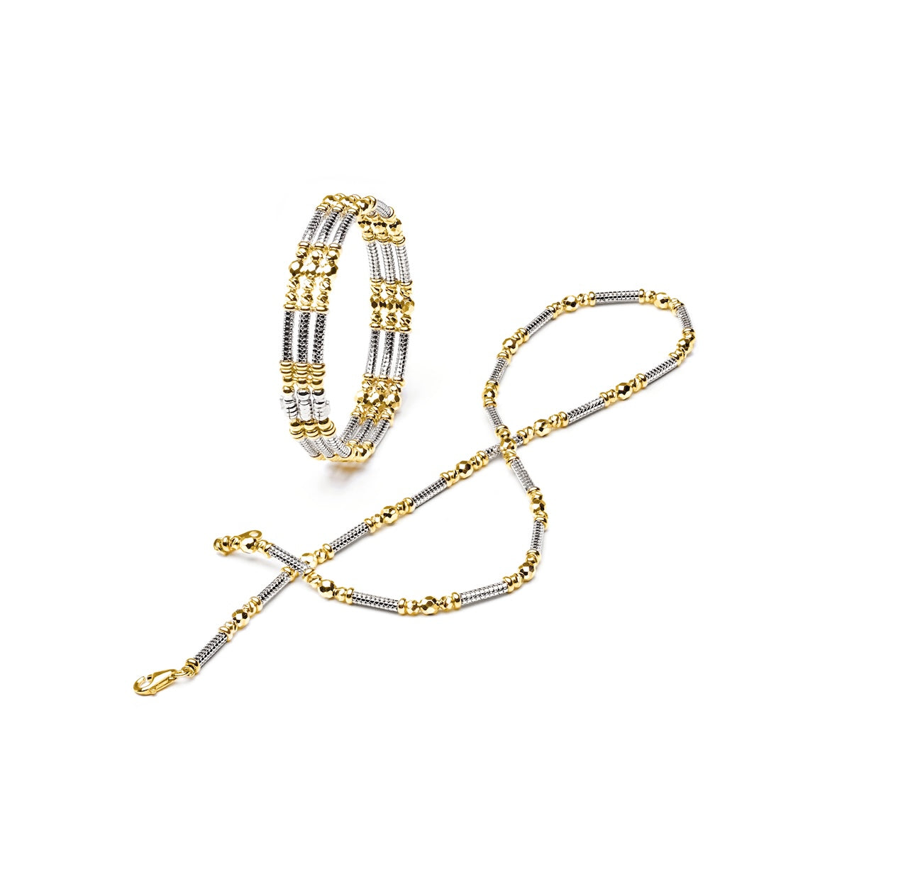 917 Two-Tone Yellow & White Gold Celestial Bar Jewellery Suite