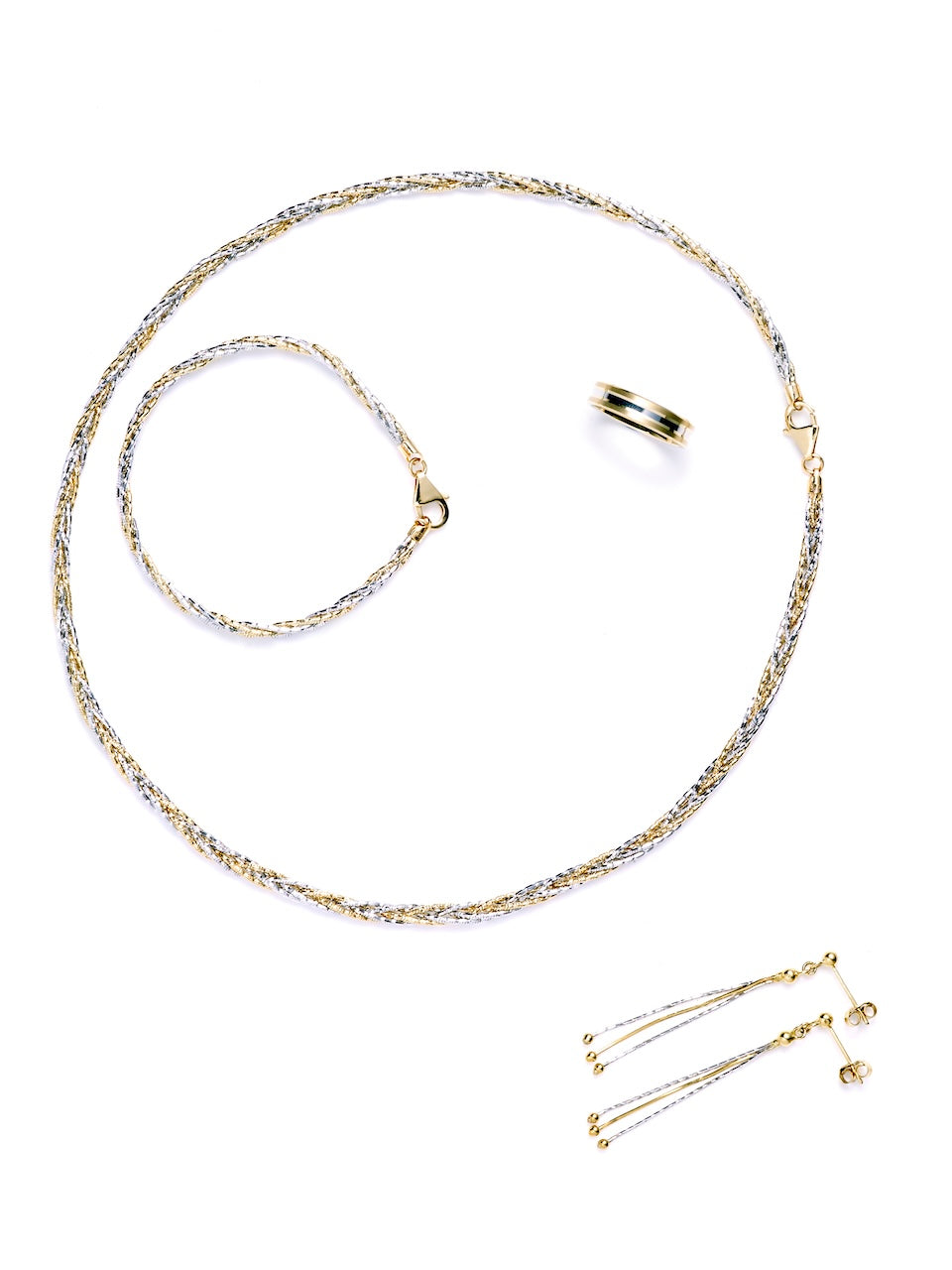 917 Two-Tone Yellow & White Gold Celestial Braid Jewellery Suite