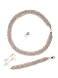917 Two-Tone Yellow & White Gold Gilded Woven Lattice Jewellery Suite