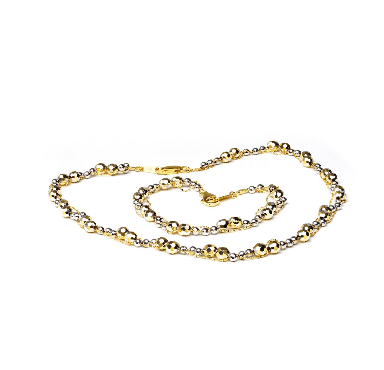 917 Two-Tone Yellow & White Gold Lustre Orb Bead Suite