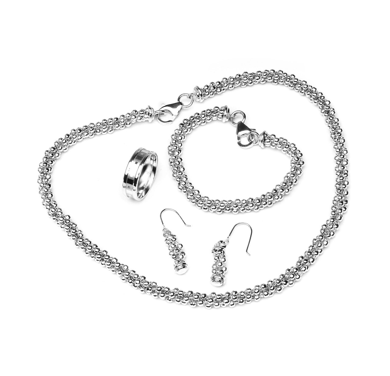 917 White Gold Caviar Bead Architectural Suite