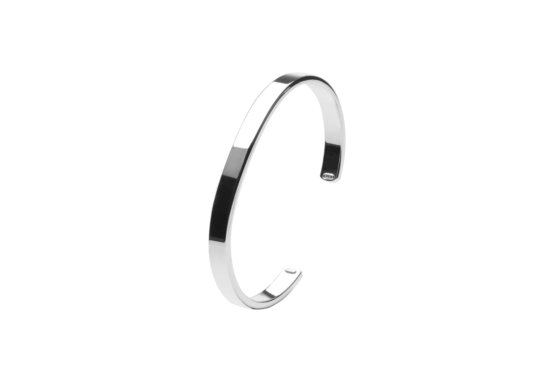 917 White Gold Minimalist Lunar Horizon Open Cuff