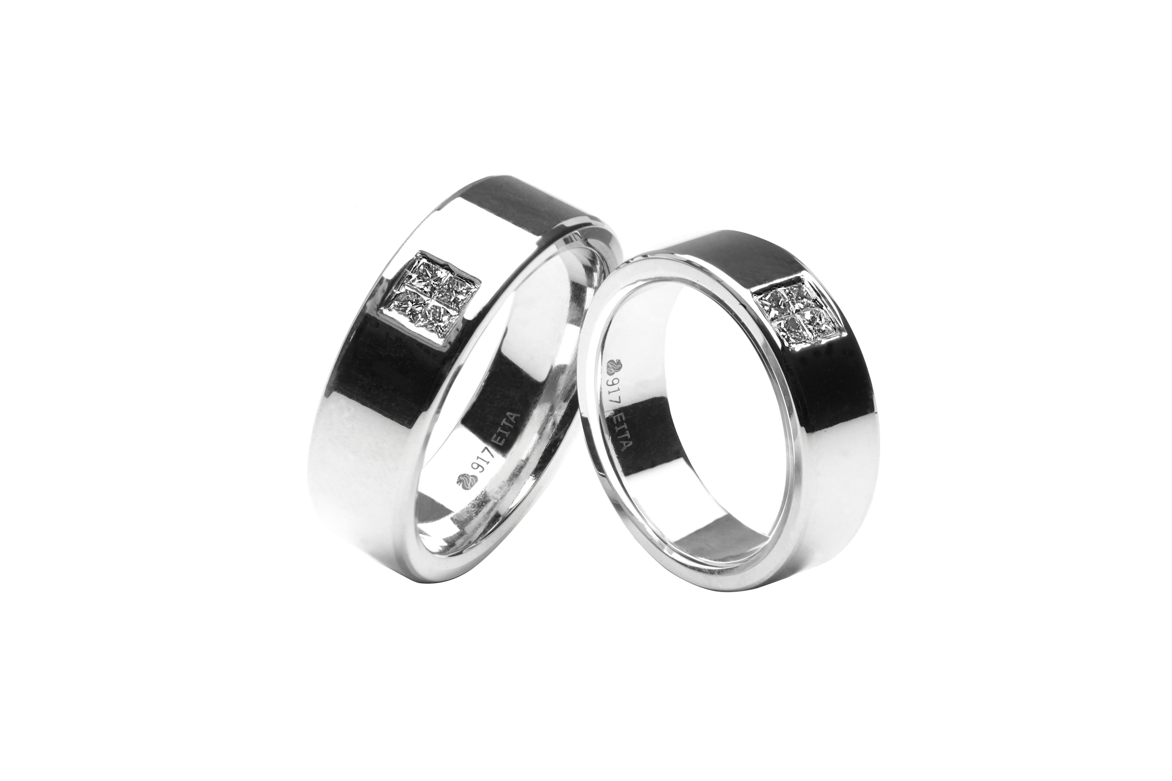 917 White Gold Wedding Ring Set #62
