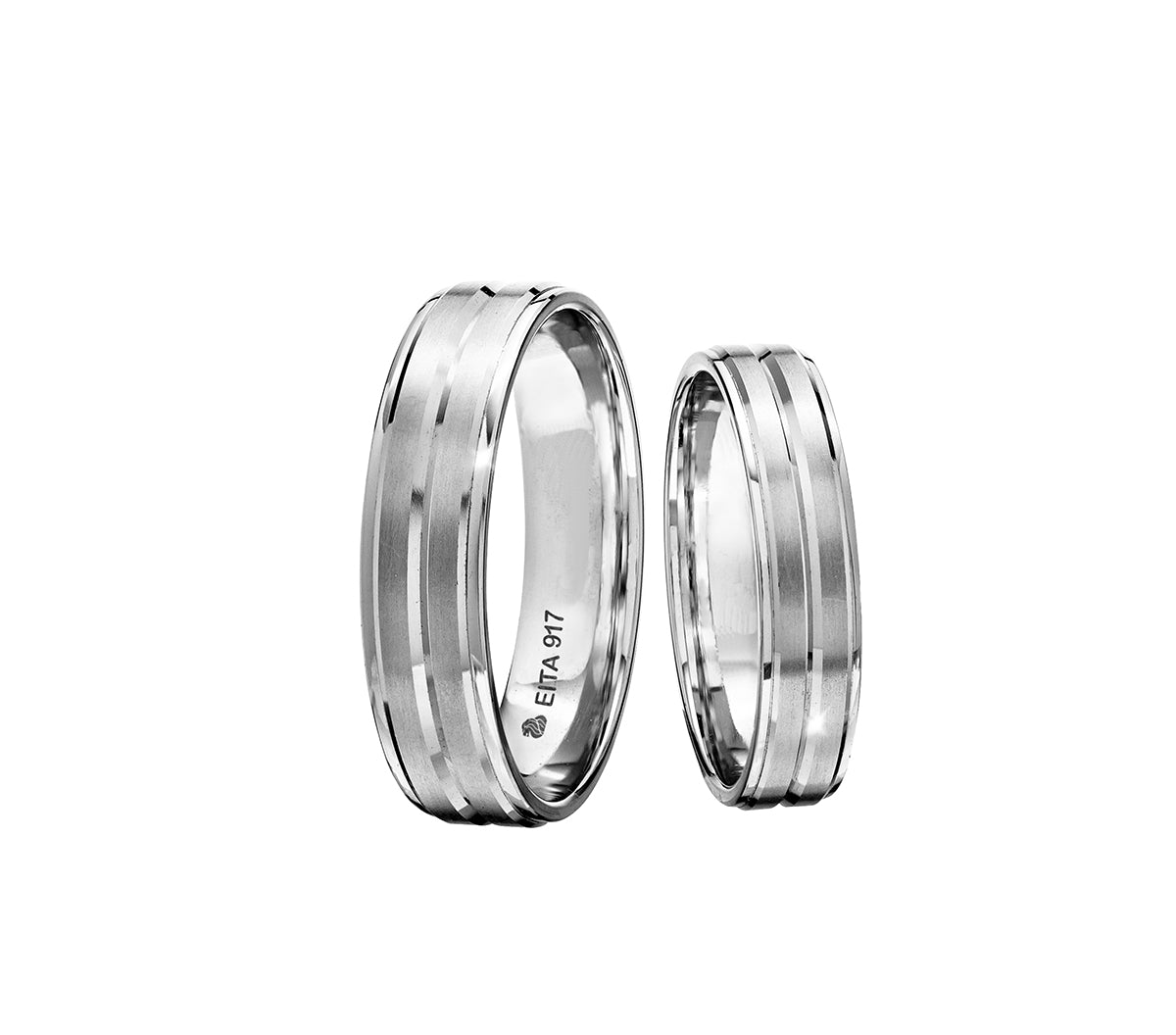 917 White Gold Wedding Rings Set B-21