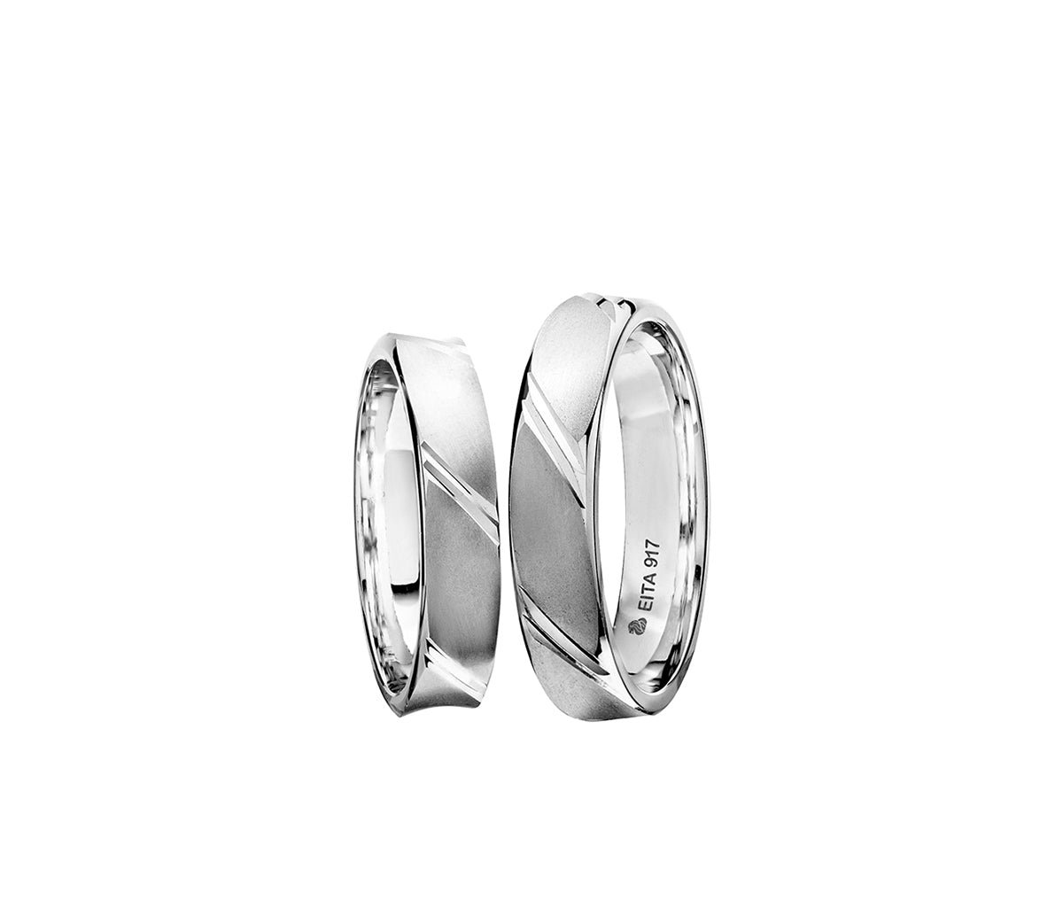 917 White Gold Wedding Rings Set B1-13