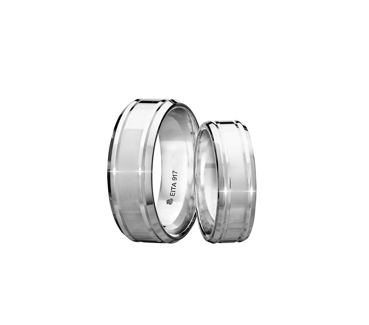 917 White Gold Wedding Rings Set C-06