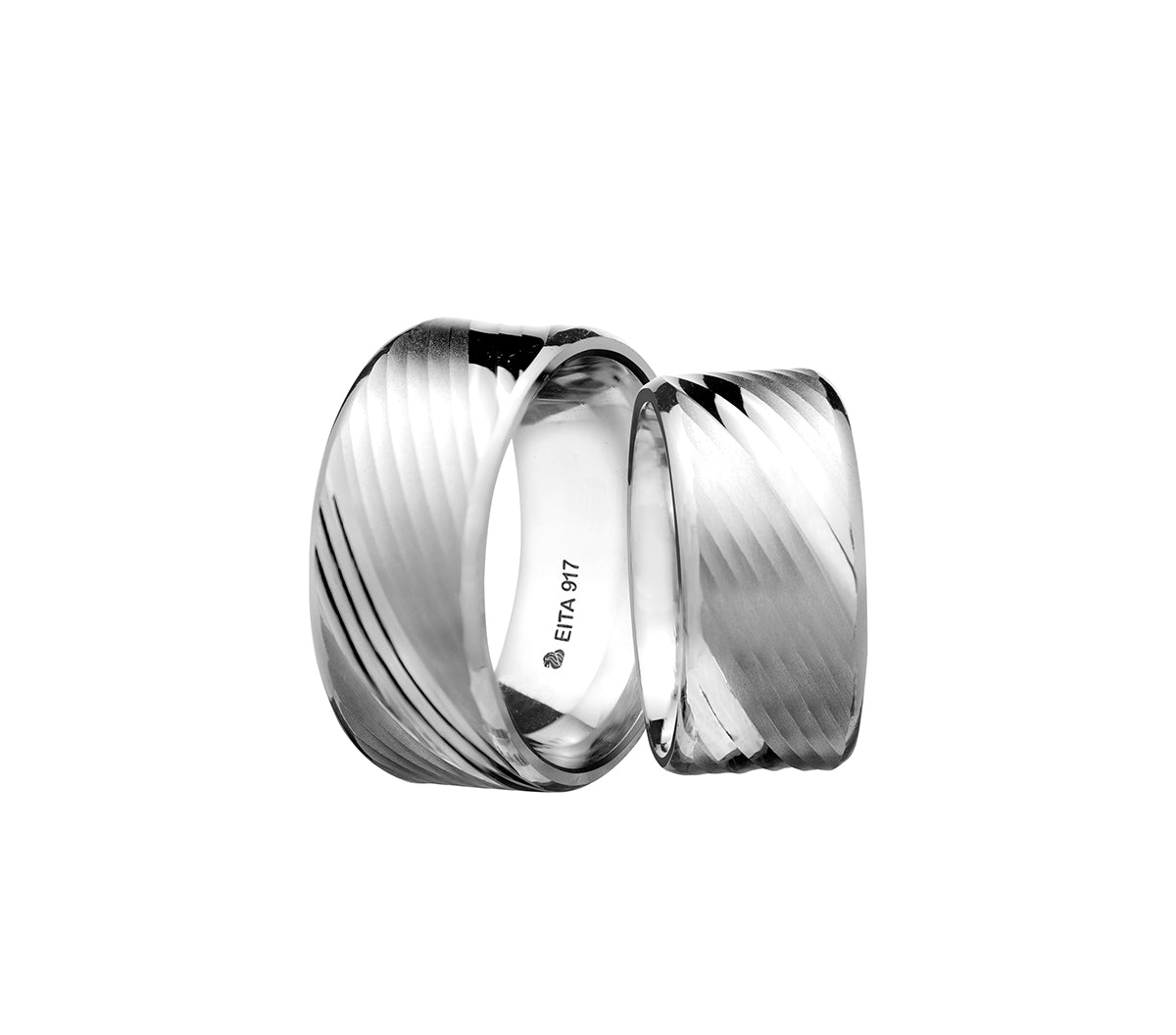 917 White Gold Wedding Rings Set D-07