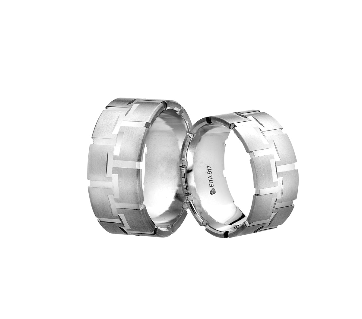 917 White Gold Wedding Rings Set D-21