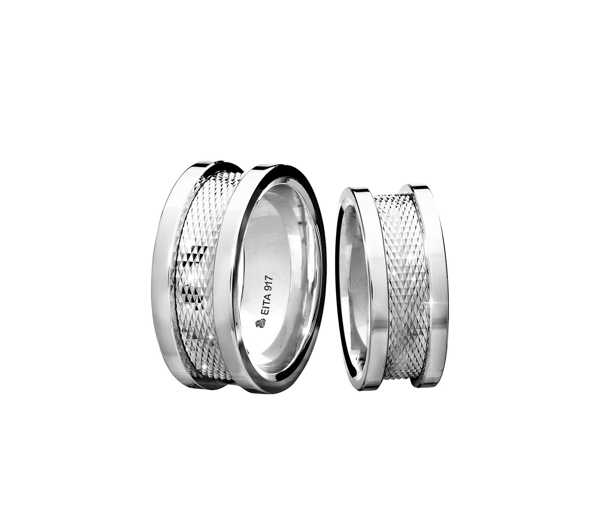 917 White Gold Wedding Rings Set E-10