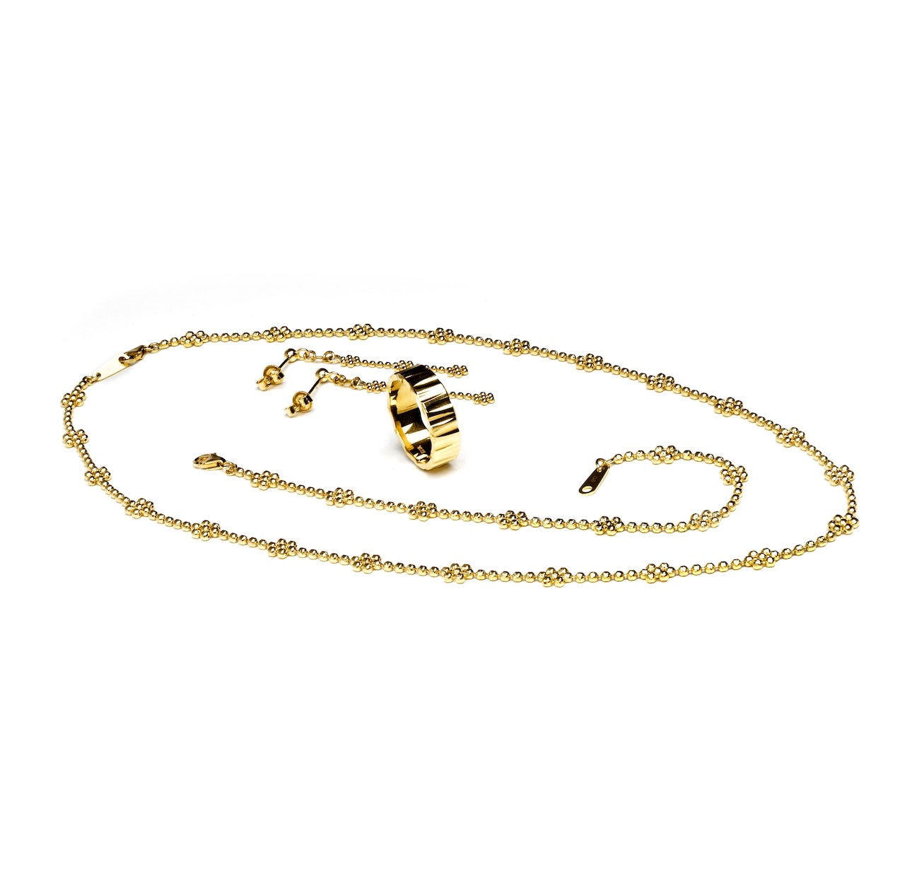 917 Yellow Gold Floral Aurelian Bloom Jewellery Suite