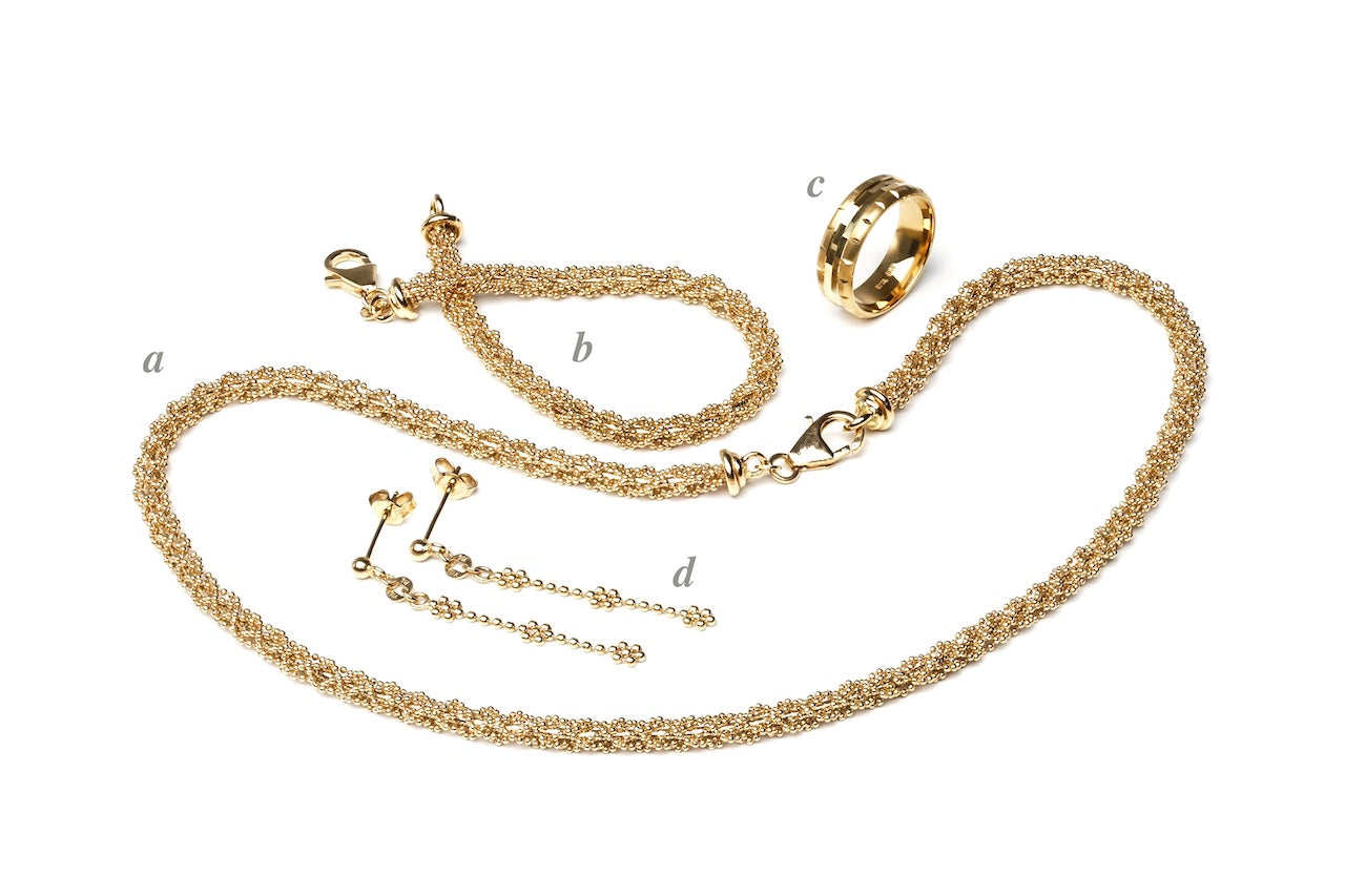 917 Yellow Gold Triple-Strand Caviar High-Jewellery Suite