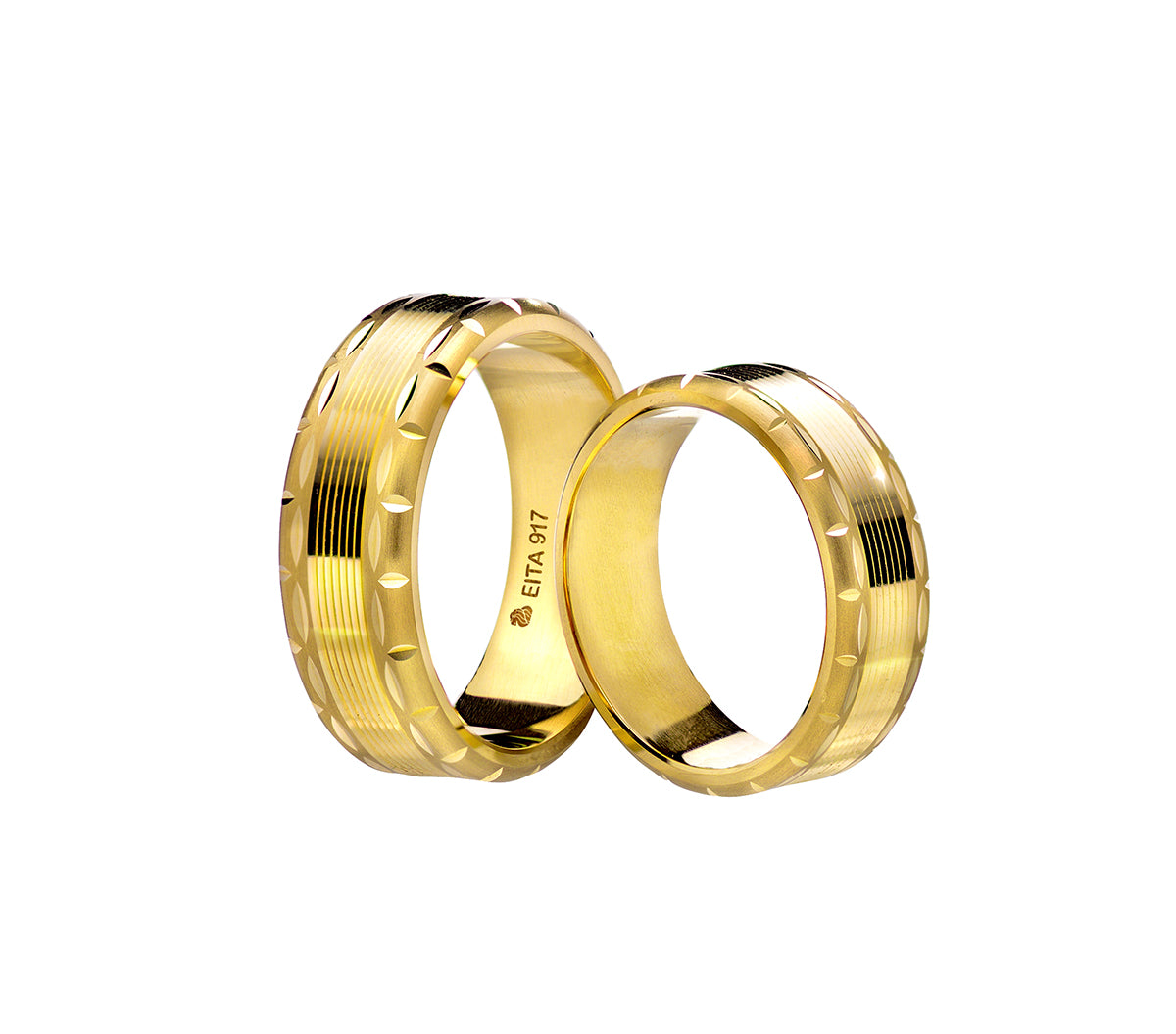 917 Yellow Gold Wedding Rings Set C-07