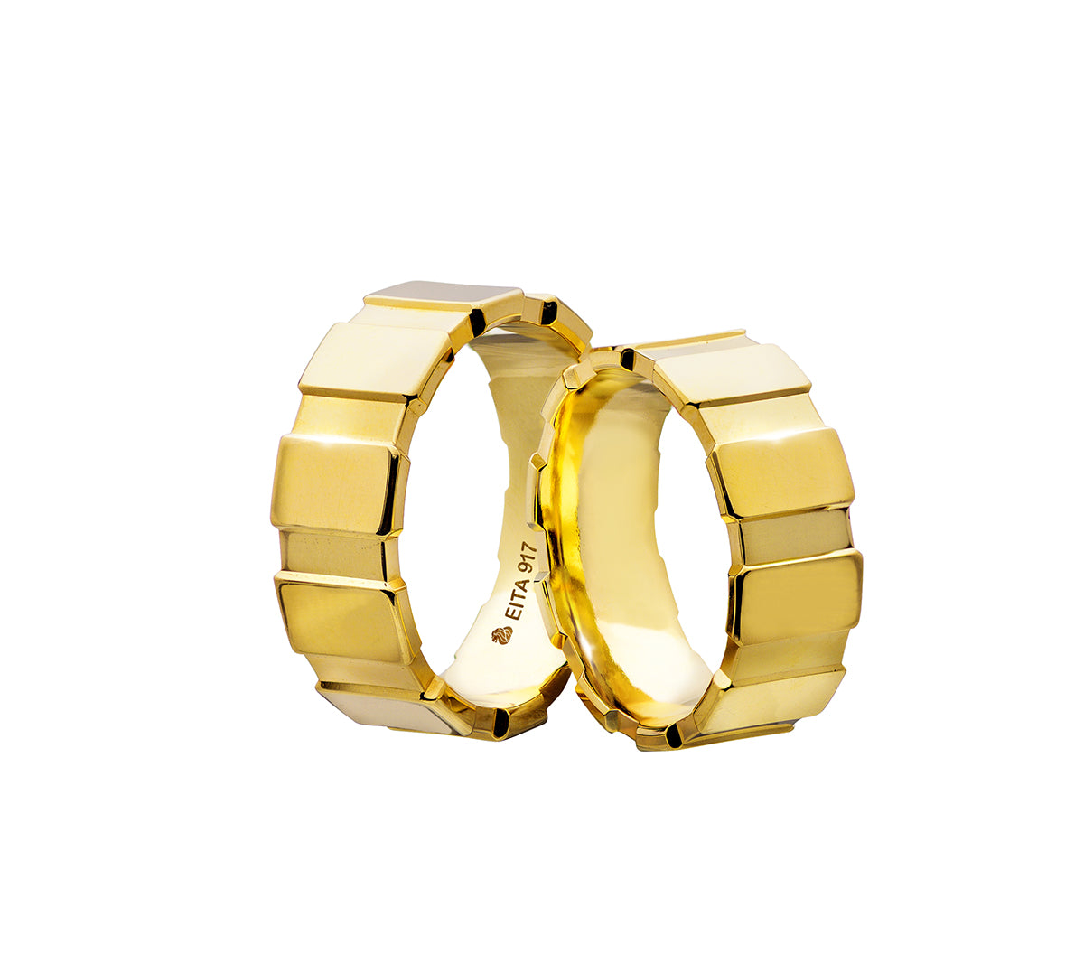 917 Yellow Gold Wedding Rings Set C2-06