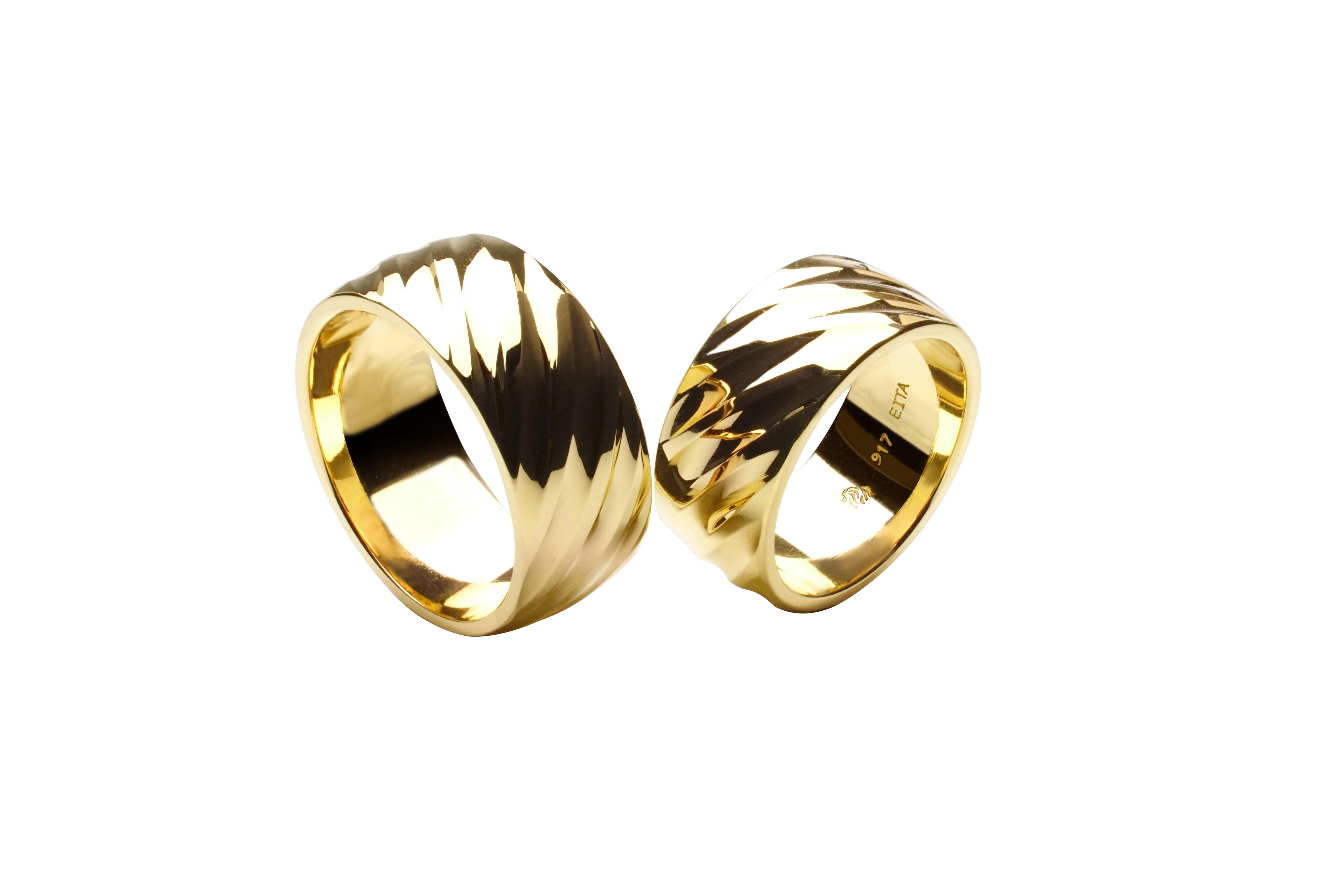 917 Yellow Gold Wedding Rings Set D-09