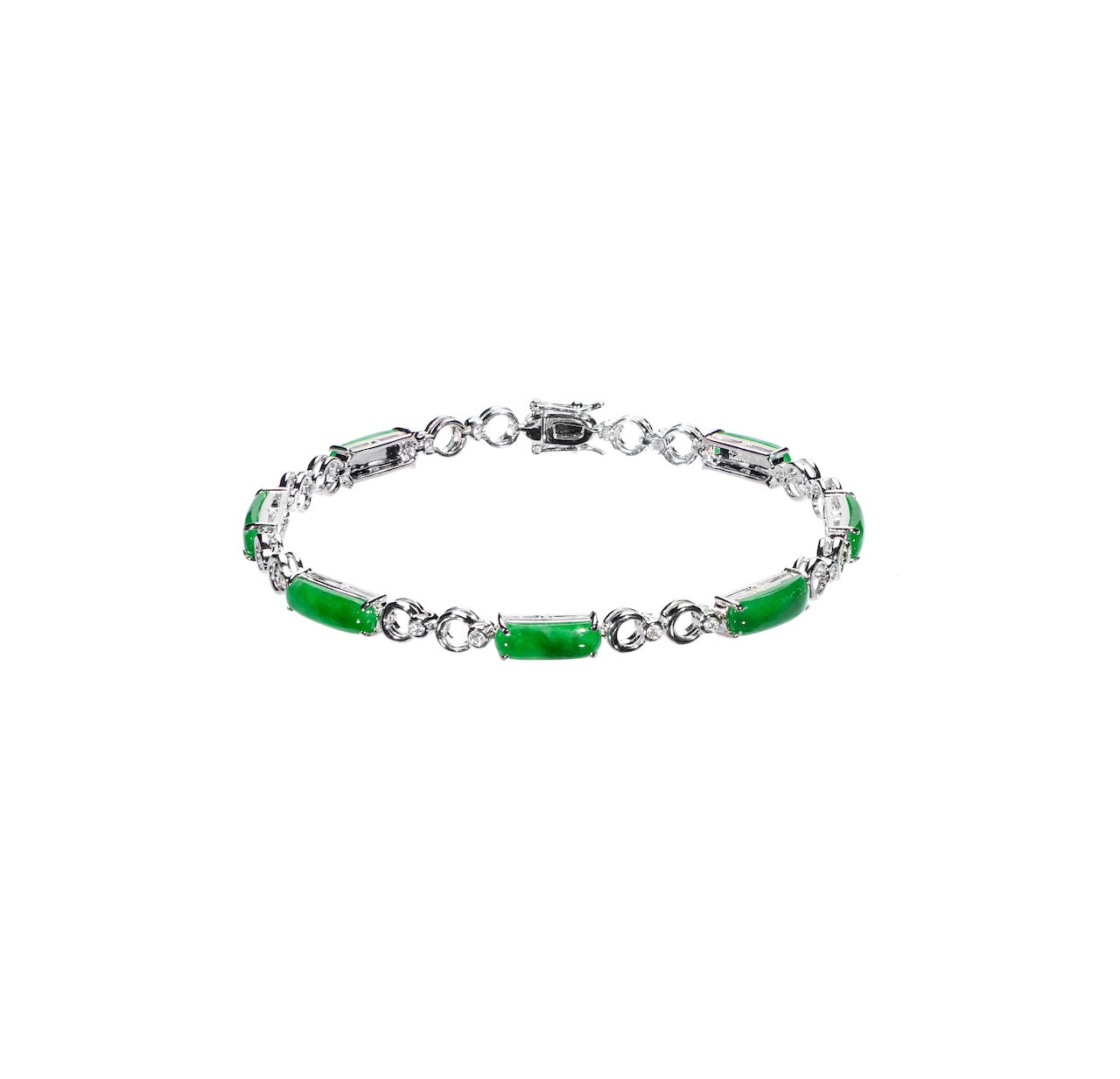 Imperial Green Jadeite & Diamond Link Bracelet D4-001