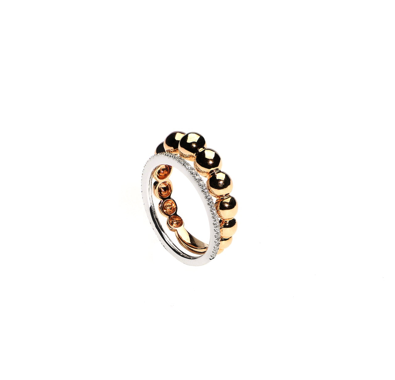 Domed Multi-Band Pavé Diamond Two-Tone Ring D3-008