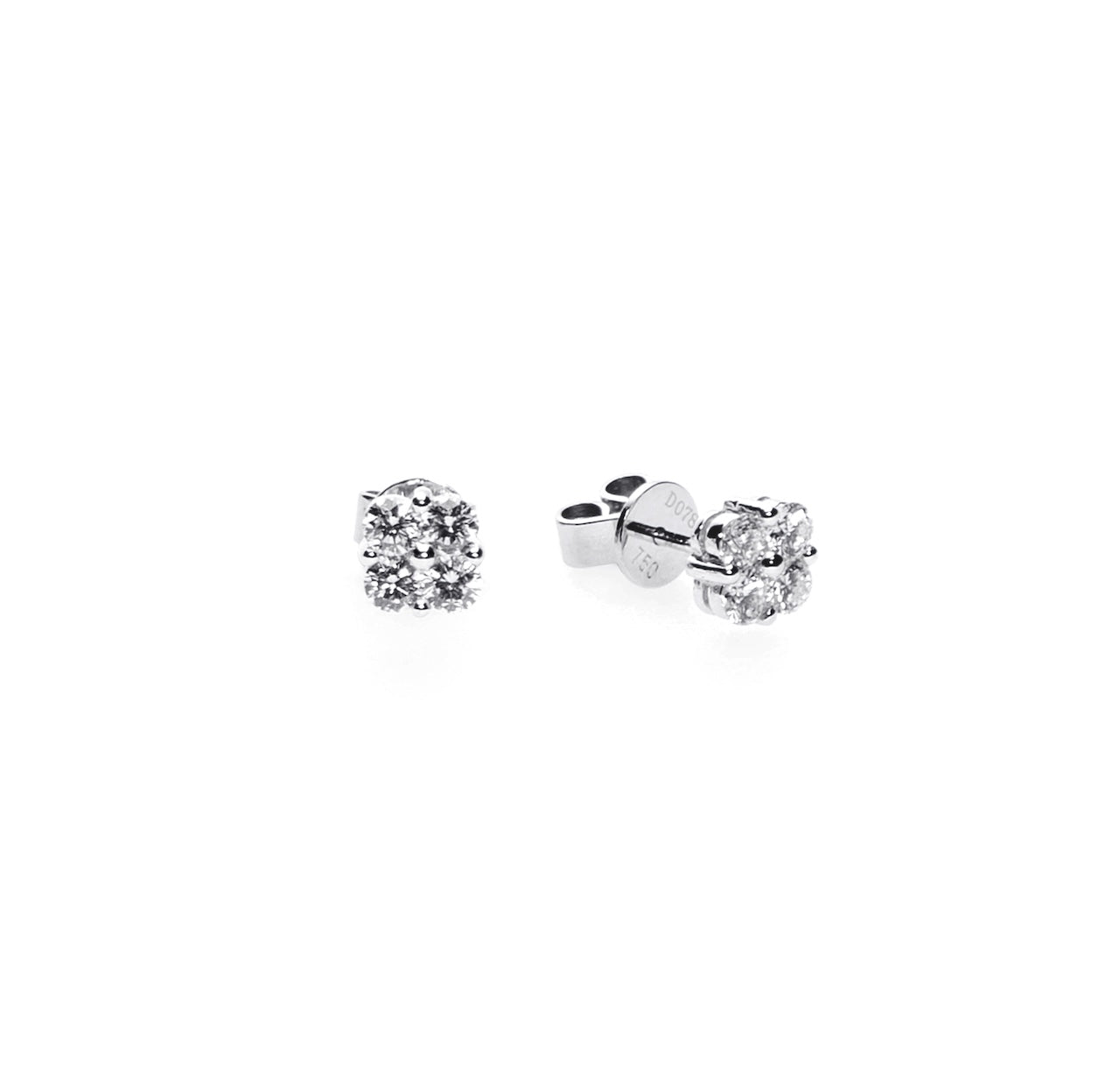 Four-Diamond Micro-Pavé Square Stud Earrings D3-014