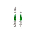 Icy Green Jadeite & Cascading Diamond Drop Earrings D4-013