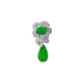 Icy Green Jadeite & Diamond Botanical Drop Pendant D3-030