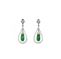 Icy Green Jadeite & Peardrop Diamond Halo Earrings D4-011