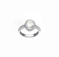 Icy White Jadeite & Diamond Pavé Halo Ring D3-031