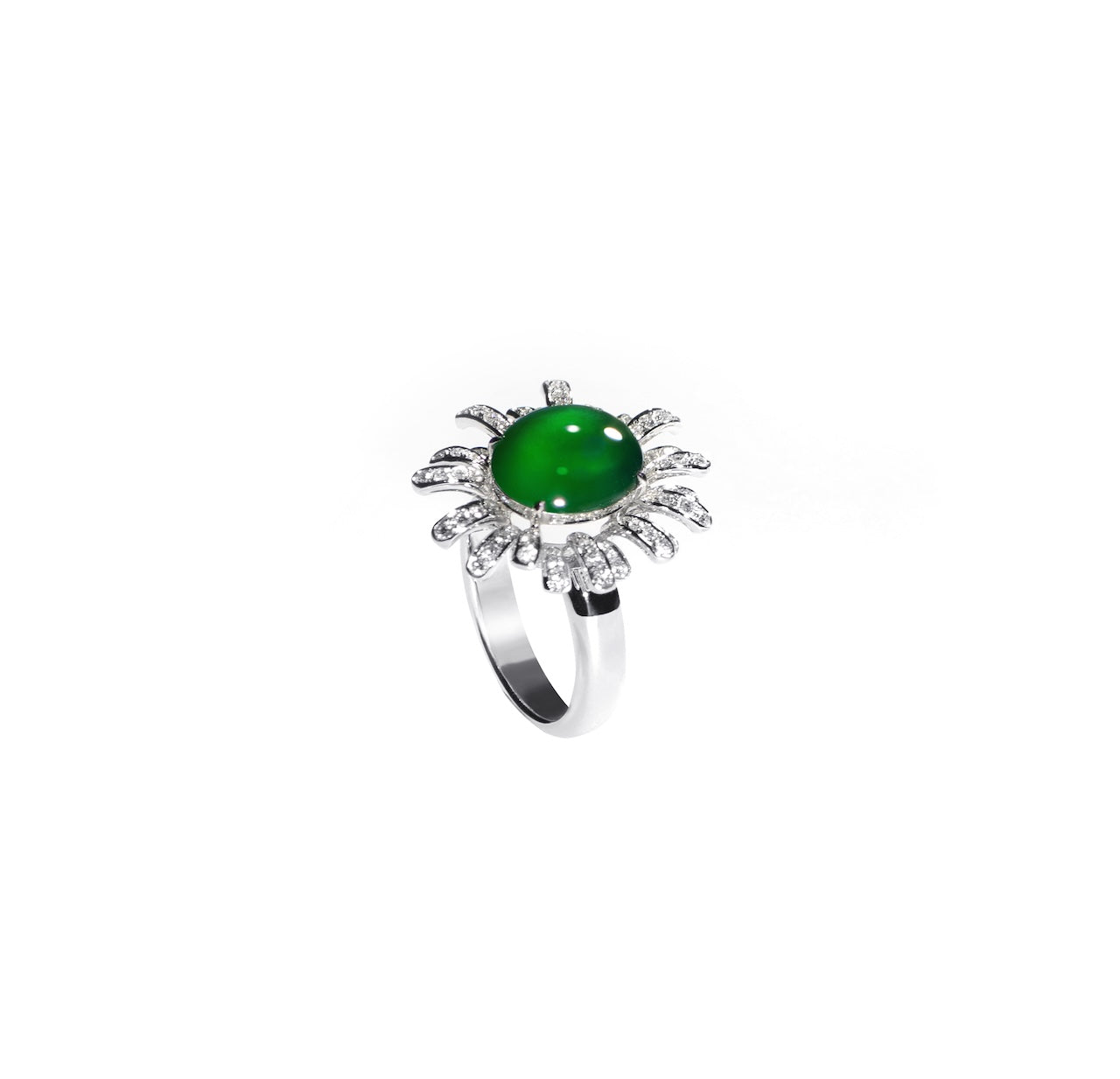Imperial Green Jadeite Sunburst Cocktail Ring D3-024