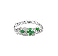 Imperial Green Jadeite & Asymmetric Diamond Filigree Bracelet D4-004