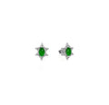Imperial Green Jadeite & Diamond Starburst Stud Earrings D4-014