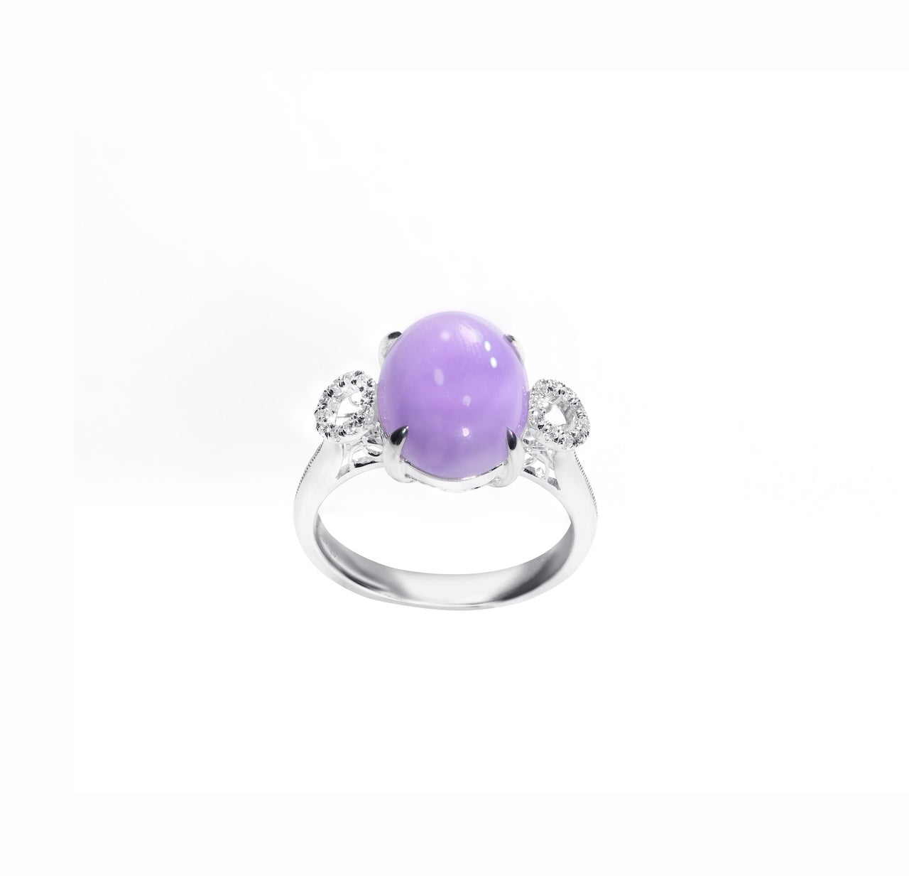 Imperial Lavender Jadeite & Diamond Filigree Ring D3-032