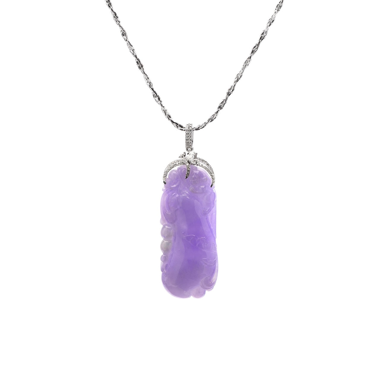 Lavender Jadeite & Diamond Plaque Pendant D4-020
