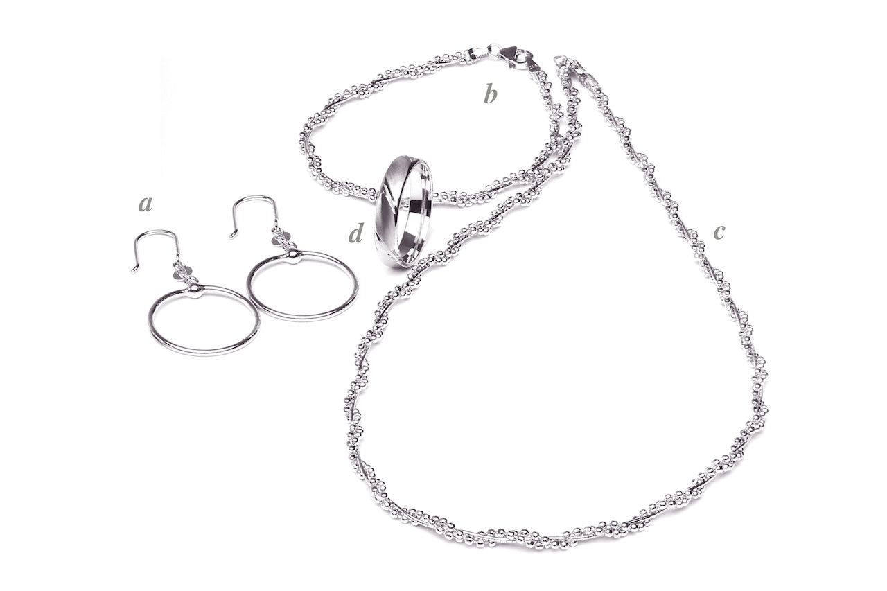 917 White Gold Caviar Bead & Minimalist Suite