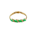 Marquise Green Jadeite & Diamond Yellow Gold Statement Bracelet D4-005