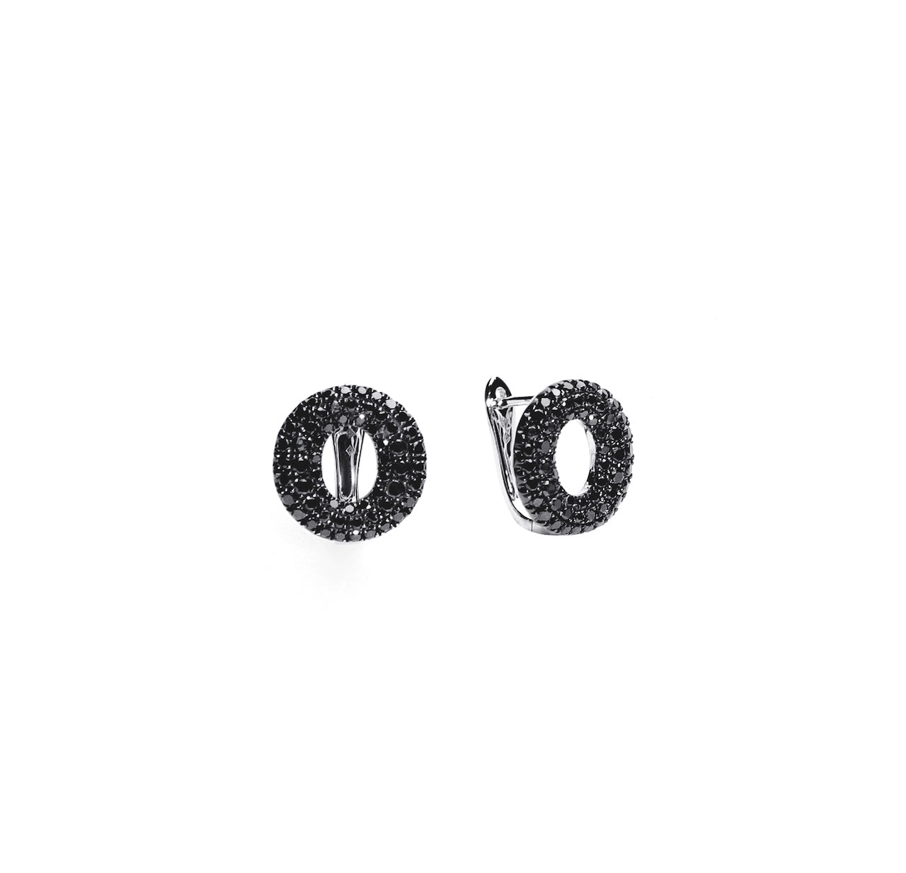 Micro-Pavé Black Diamond Oval Earrings D3-011