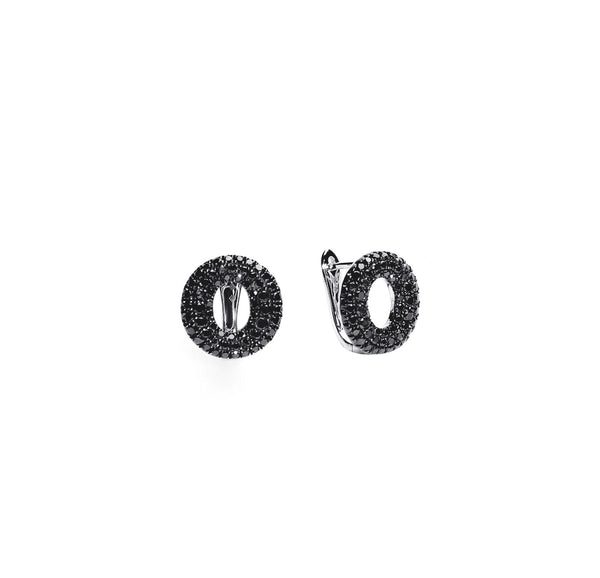 Micro-Pavé Black Diamond Oval Earrings D3-011