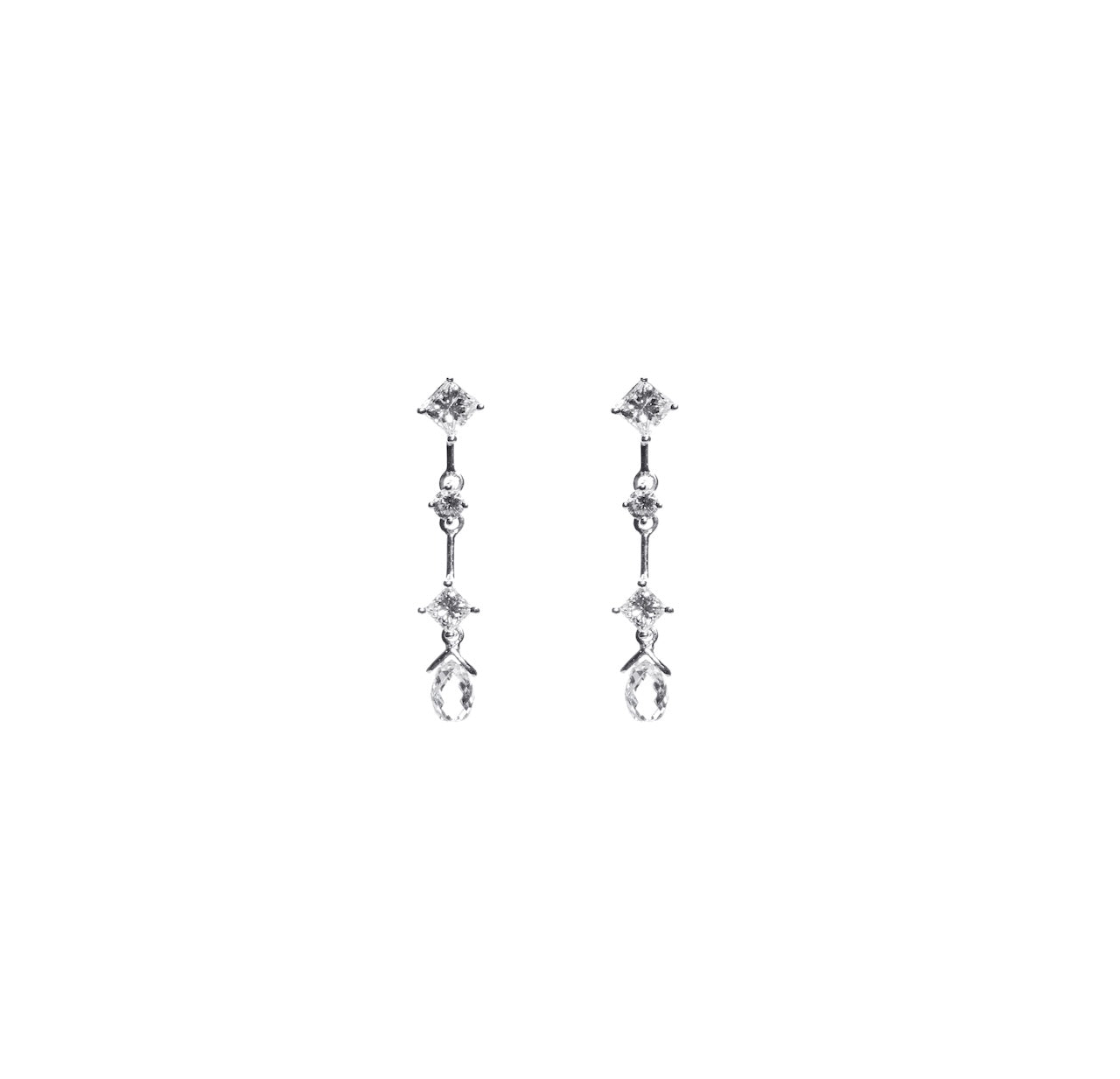 Multi-Shape Linear Diamond Drop Earrings D3-016