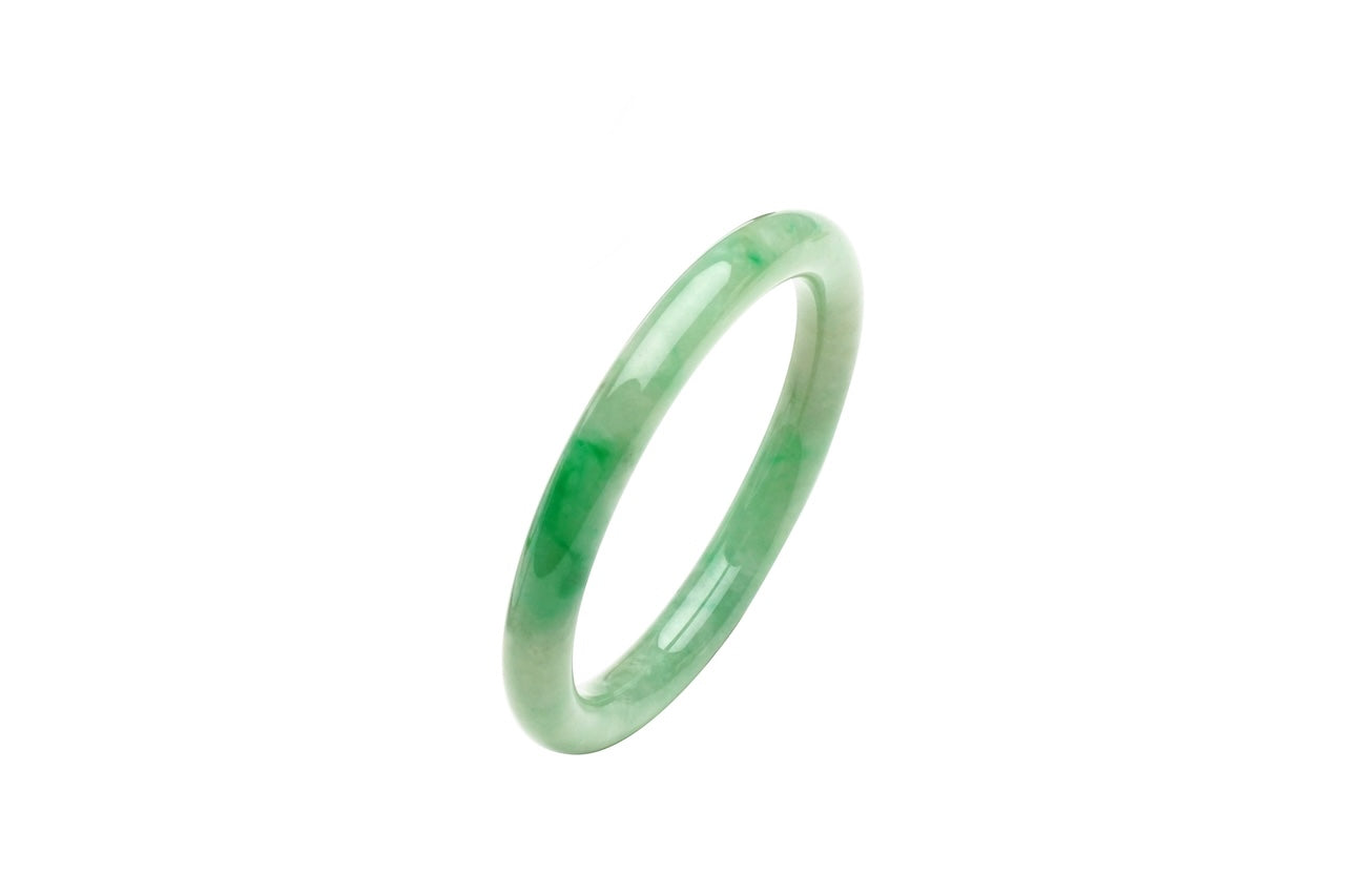 Natural Imperial Green Moss-in-Snow Jadeite Bangle (53_D)