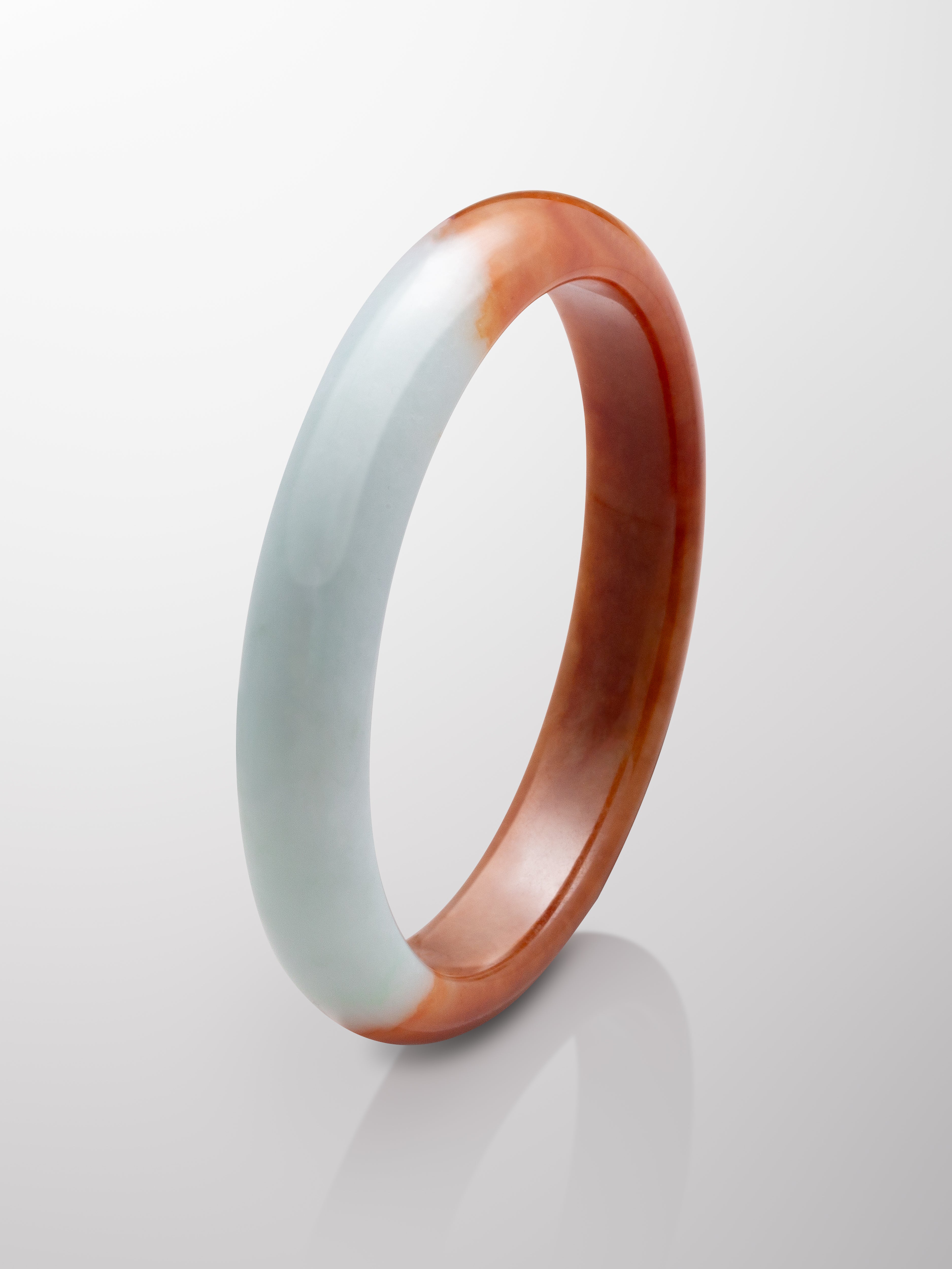 Natural Type A Premium Half Red Half Mint Blessing Jade Bangle