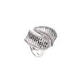 Pleated Baguette & Round Brilliant Diamond Statement Ring D3-005