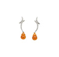 Red-Honey Jadeite Diamond Drop Earrings D4-009