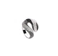 Sculptural Black & White Diamond Intertwined Statement Ring D3-003