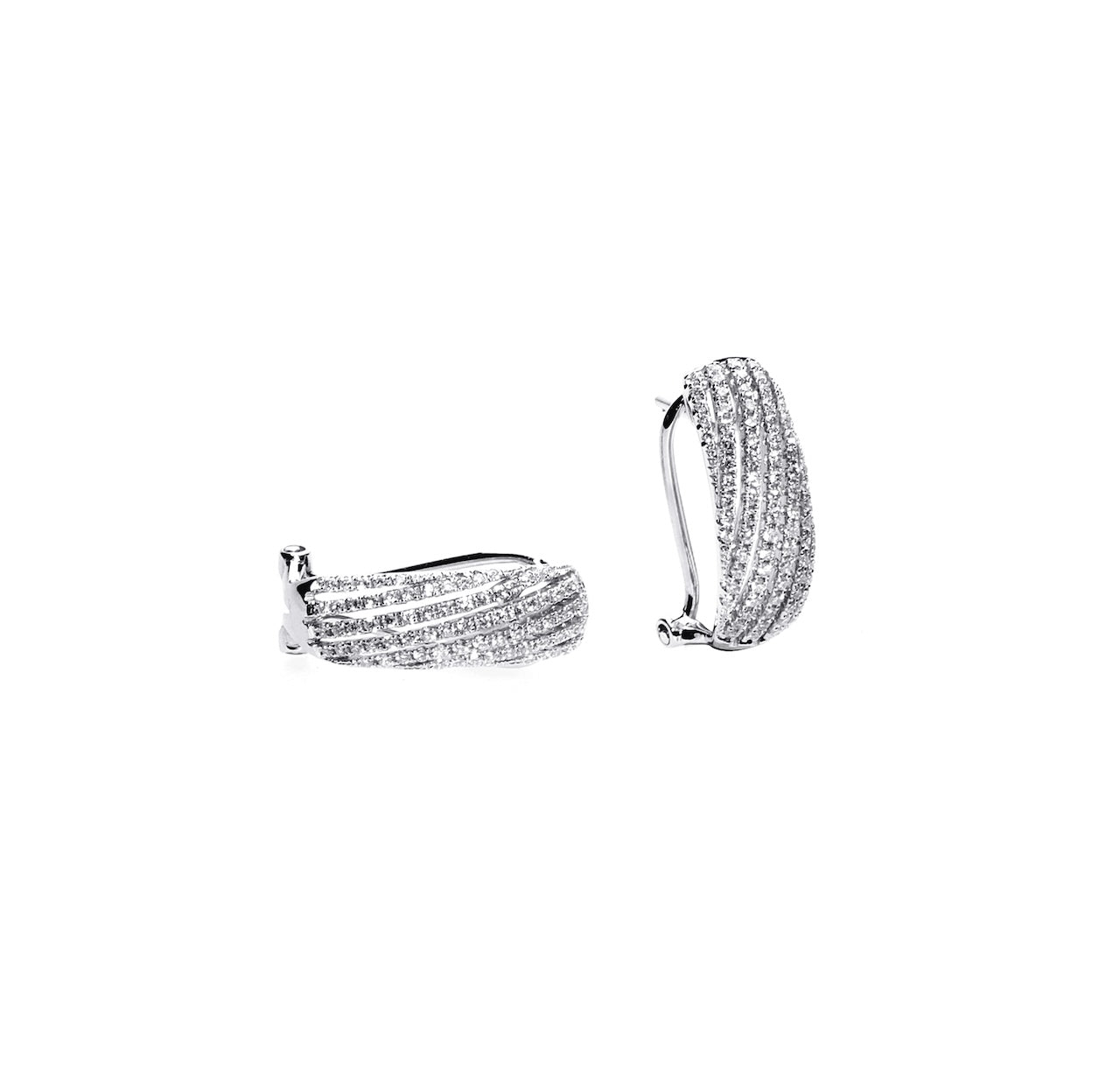 Tapered Five-Row Pavé Diamond Earrings D3-012