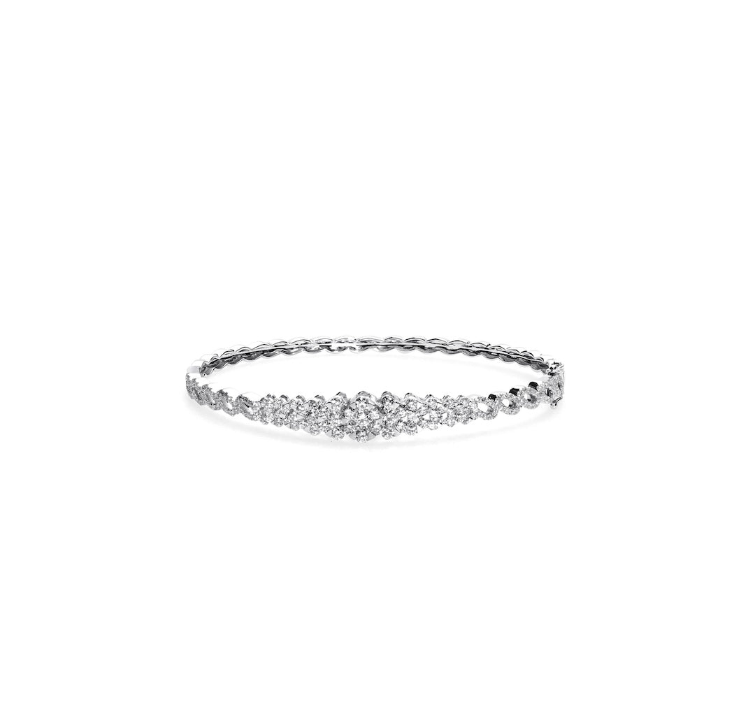Tapered Floral Diamond Bangle D3-021