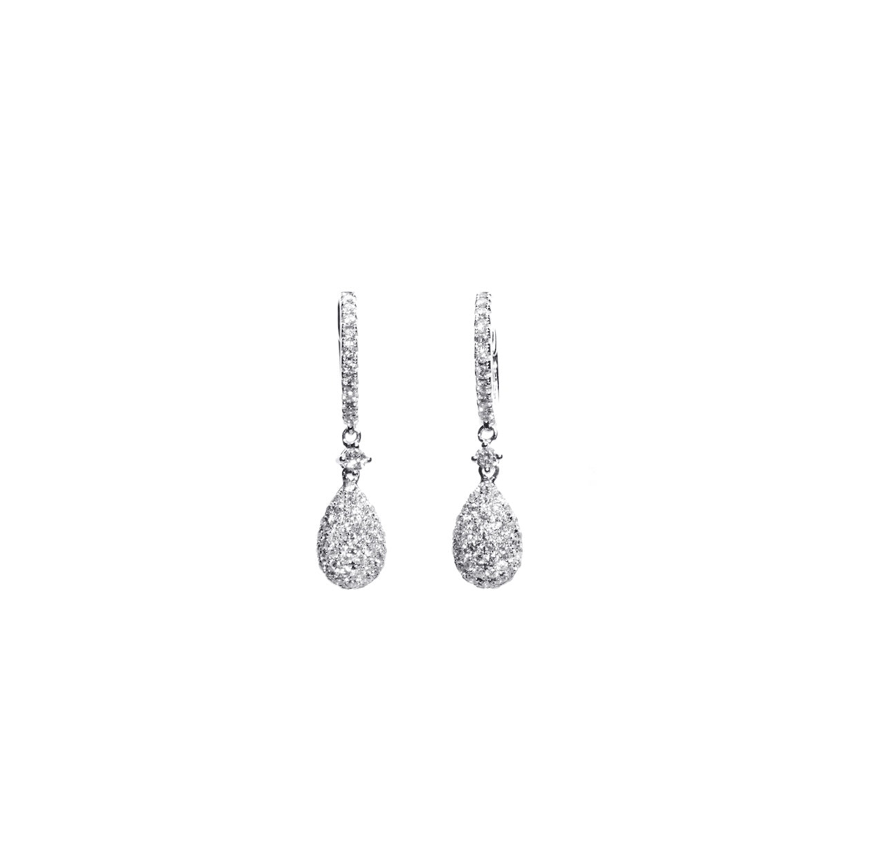 Tapered Micro-Pavé Pear Diamond Drop Earrings D3-015