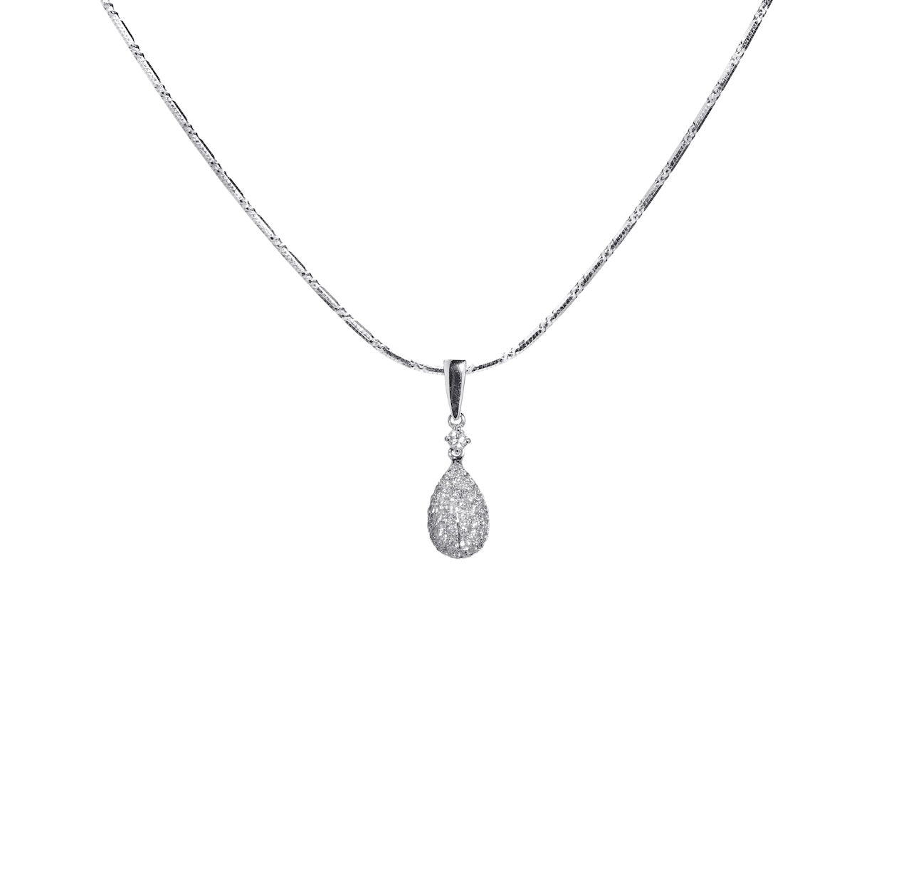 Tapered Micro-Pavé Pear Diamond Drop Pendant D3-039