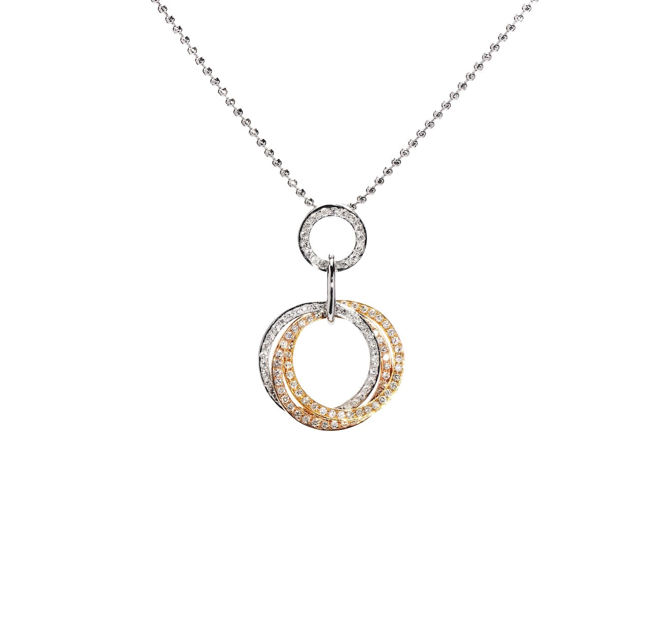 Tri-Tone Interlocking Diamond Trinity Pendant D3-035