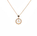 Two-Tone Beaded Halo & Diamond Pendant D3-038